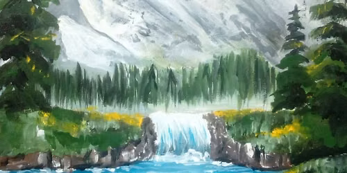 Paint and Wine Night in Whang\u0101rei - Snowy Mountains (Bob Ross Inspired)