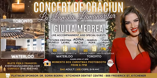 WATERLOO - Concert de Craciun la Lumina Lumanarilor \ud83d\udd6f\ufe0f\ud83d\udcab Giulia Medrea si Invitati Speciali