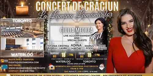 WATERLOO - Concert de Craciun la Lumina Lumanarilor \ud83d\udd6f\ufe0f\ud83d\udcab Giulia Medrea si Invitati Speciali