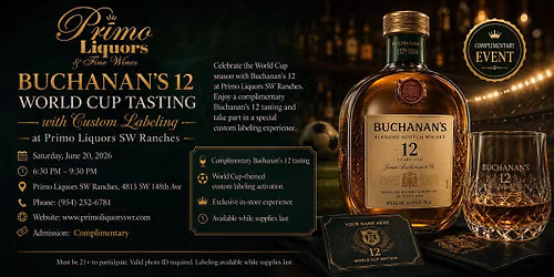Buchanan's 12 World Cup Tasting with Custom Labeling