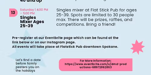 Singles mixer ages 25 to 39