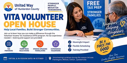 VITA Volunteer Open House \u2013 Make a Difference This Tax Season