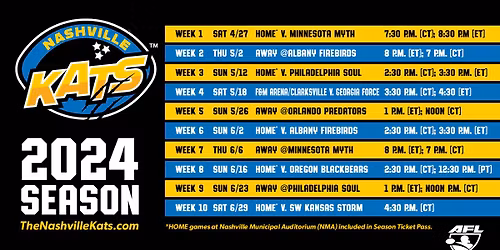 Albany Firebirds at Nashville Kats at F&M Bank Arena