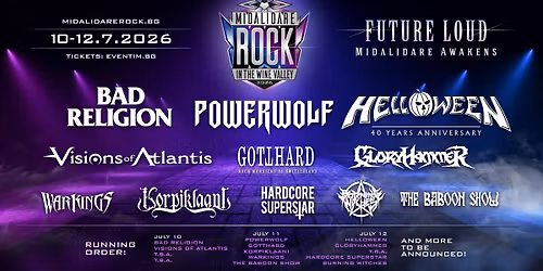 Midalidare Rock In The Wine Valley 2026_Helloween_Powerwolf_Bad Religion_And More!