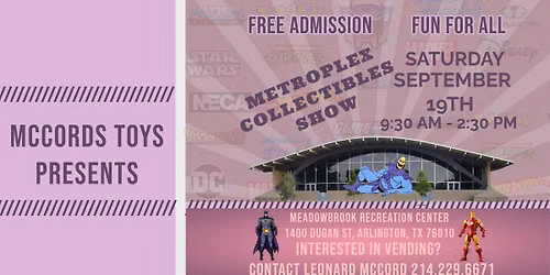 Metroplex Collectibles Show (SATURDAY, September 19th)