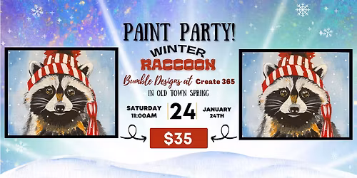 Winter Raccoon Paint Party