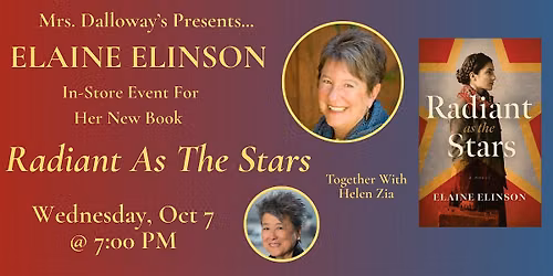 Elaine Elinson's RADIANT AS THE STARS In-Store Event And Book Signing