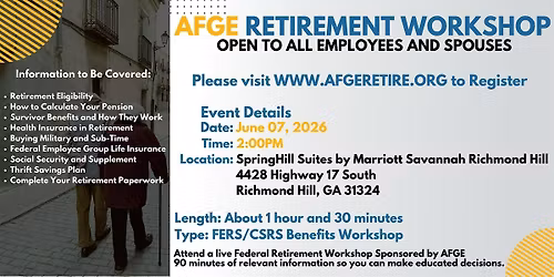 FERS\/CSRS Benefits Workshop - Richmond Hill - 06\/07\/26