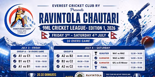Ravintola Chautari 9ML Cricket League- Edition 1, 2026
