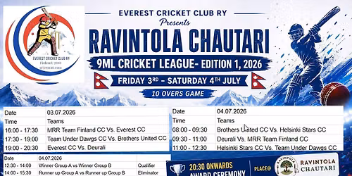 Ravintola Chautari 9ML Cricket League- Edition 1, 2026