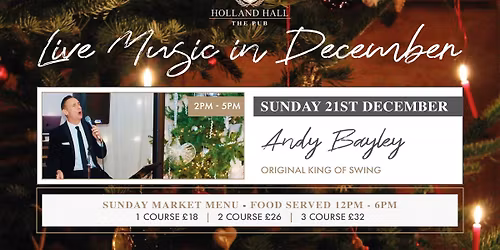Live Music Sundays in December at The Pub with Andy Bayley