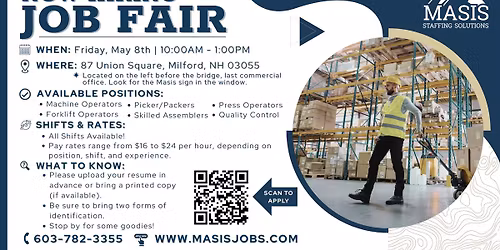 Job Fair - Milford, NH - 10:00 AM - 1:00 PM