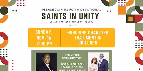 Saints in Unity Devotional Honoring Fort Worth Charities