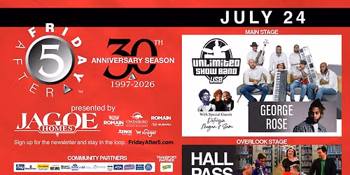 FRIDAY AFTER 5 - 30th: UNLIMITED SHOW BAND with DJ GEORGE ROSE