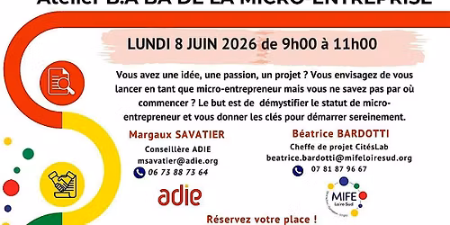 Atelier : le B.A BA de la micro-entreprise 08.06.26