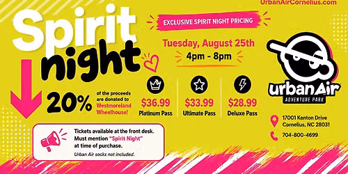 Westmoreland Wheelhouse Spirit Night at Urban Air