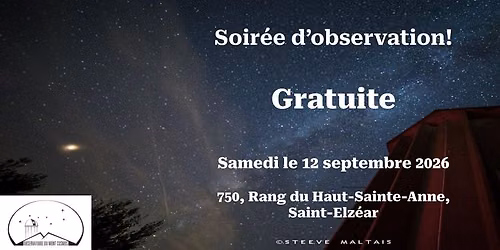 Soire\u00e9 d'observation astronomique publique du 12 septembre