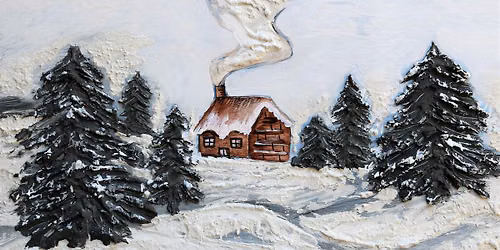 Winter Landscape 3D Textured Artwork with Mixed Media