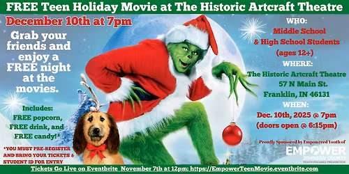 Empowered Youth Teen Event @ The Historic Artcraft Theatre  (Students 12+)