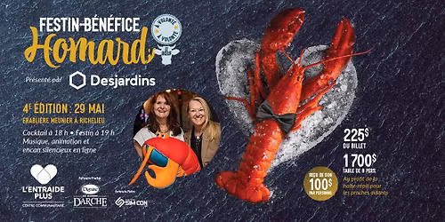 Festin-b\u00e9n\u00e9fice homard \u00e0 volont\u00e9 et b\u0153uf