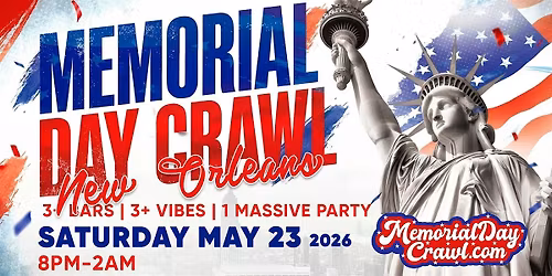 New Orleans Memorial Day Bar Crawl Party 2026 | Saturday, May 23