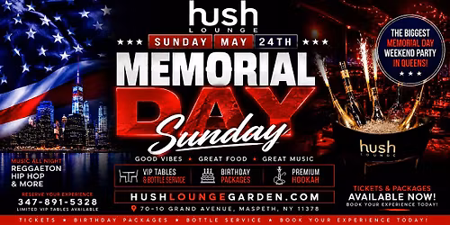 Memorial Day Sunday Party in Queens NYC | Hush Lounge Garden