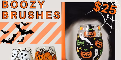 \ud83d\udda4 Boozy Brushes: Halloween Wine Glass Painting at Bluebonnet Tasting Room