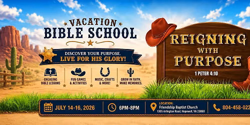 VBS July 14-16 from 6pm-8pm