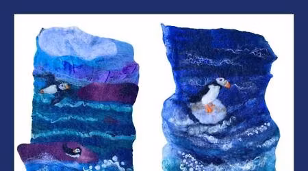 Wet and Needle Felted Puffin Picture with Eve Marshall