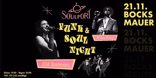 Soulport Funk & Soul Night w\/ Miles King & Elif Batman