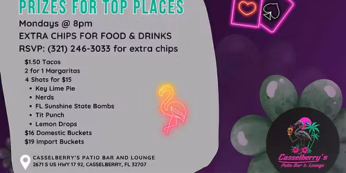 Monday Madness Poker @ Casselberry\u2019s Patio Bar & Lounge