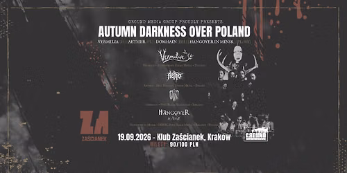 AUTUMN DARKNESS OVER POLAND - KRAKOW: Vermilia(FI)+Domhain (IRL)+Aether(PL) & Hangover In Minsk(PL)