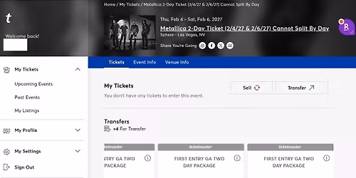 Metallica - 2-Day Pass (February 4 & 6, 2027) Las Vegas Tickets
