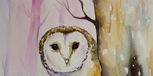 Paint and Sip Hot Chocolate Edition Owl in watercolour art class, 18th November, Bidford Church Room
