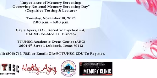 The Healthy Aging Lecture Series Memory Screening Event Hosted By Garrison Institute on Aging