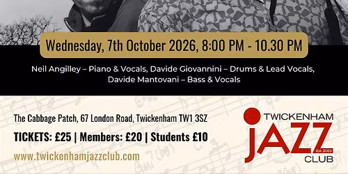 Live Jazz Sessionas with Neil Angilley Trio