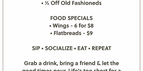Secret Garden Happy Hour