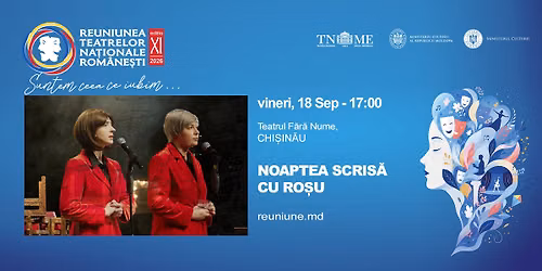 NOAPTEA SCRISĂ CU ROȘU, spectacol al Teatrului Fără Nume la Reuniunea Teatrelor Naționale Românești