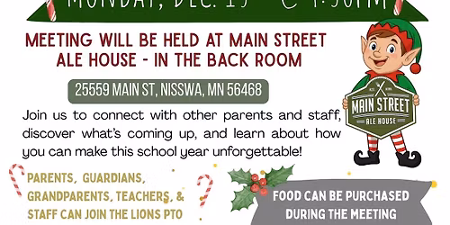 Nisswa PTO Lions Pride December Meeting