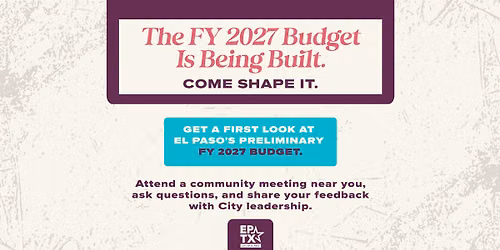 2027 Budget Community Meeting