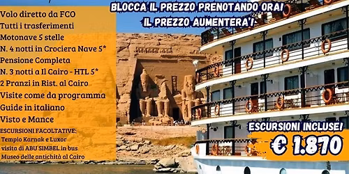 EPIFANIA SUL NILO! CROCIERA + CAIRO: UN'ESPERIENZA INDIMENTICABILE!