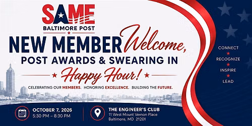 New Member Welcome, Post Awards, and Swearing In Happy Hour