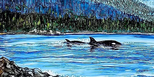 Alcohol Ink on Tile: Orca Mountain