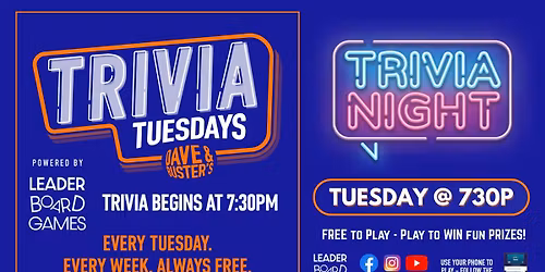 Trivia Night | Dave & Buster's - Killeen TX - TUE 730p @LeaderBoardGames