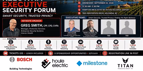 Kelowna Executive Security Forum 2026 | ASIS International Canadian Pacific