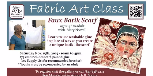 Faux-Batik Fabric Art Workshop - Ages 14 to Adult - Saturday November 15th
