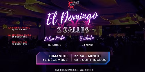 El Domingo Salsa y Dulzura -14 d\u00e9c - 2 Salles -Salsa y Bachata