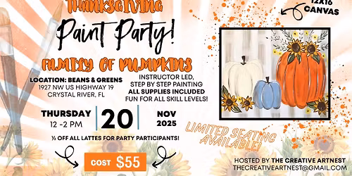 Thanksgiving PAINTING PARTY - "Family of Pumpkins" - Beans & Greens