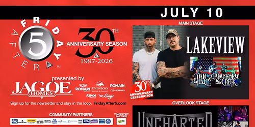 FRIDAY AFTER 5 - 30th: LAKEVIEW with DAN HALL & BLACKFORD CREEK *30th Anniversary Celebration*