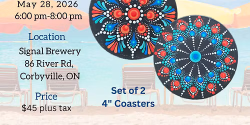 Belleville-Tropical Coastal Vibe Coaster Set Dot-Painting Workshop